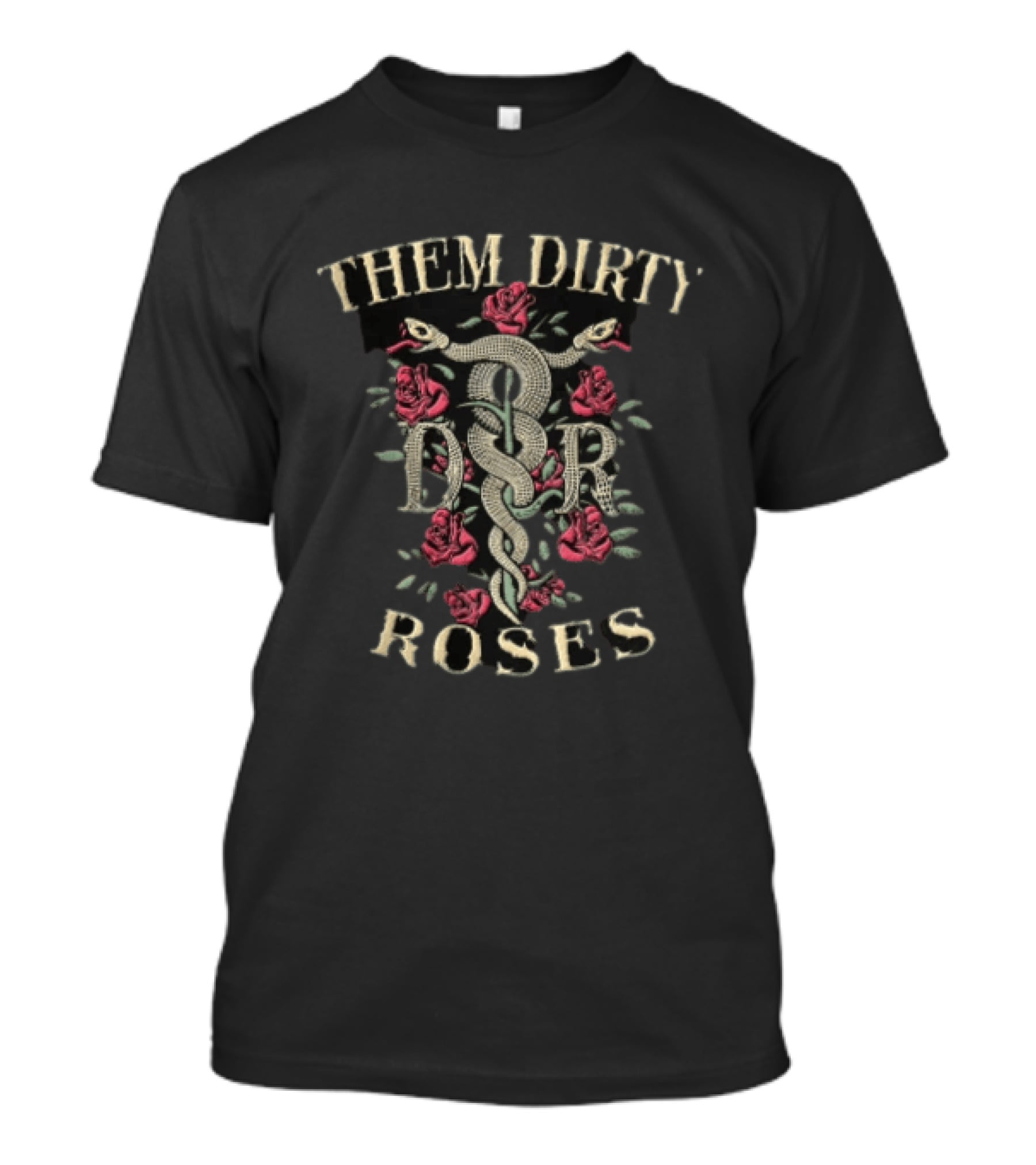 Them Dirty Roses Snake And Roses T-Shirt