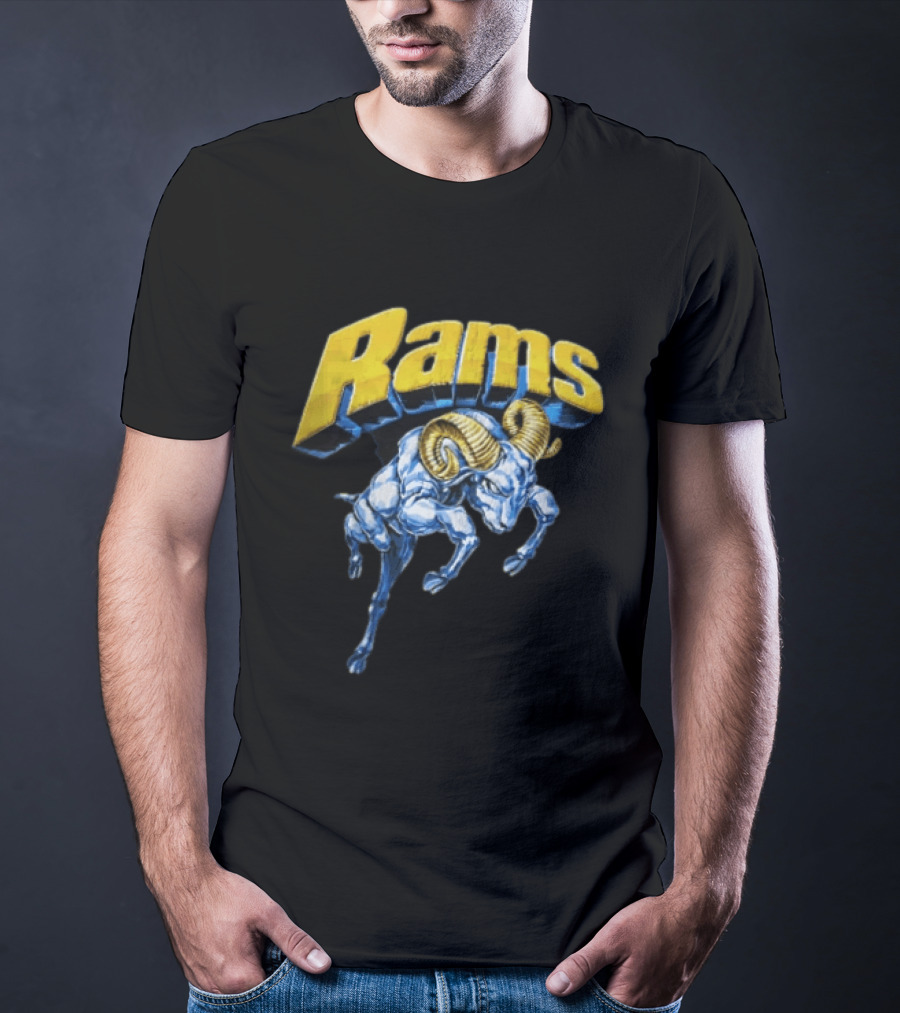 Rams Blue Bull Charging With Golden Horns Majestic Power T-Shirt