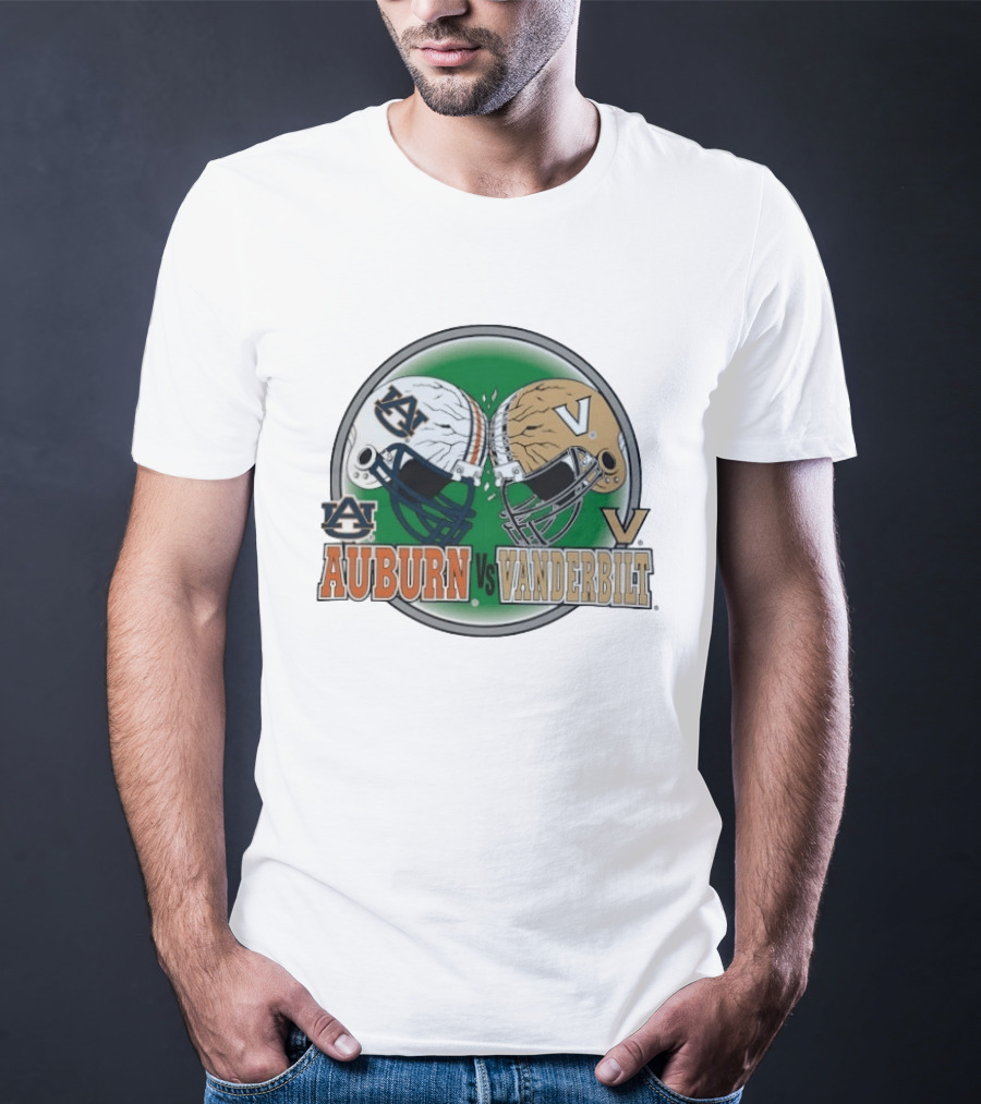 Auburn Tigers Vs Vanderbilt Commodores Football Helmets Clash T-Shirt