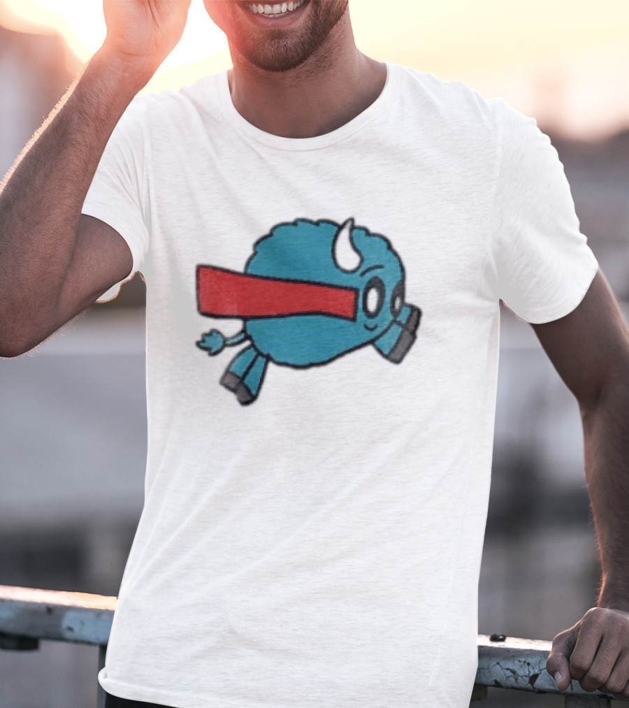 Buffalo Superhero With Red Cape Flying Action T-Shirt