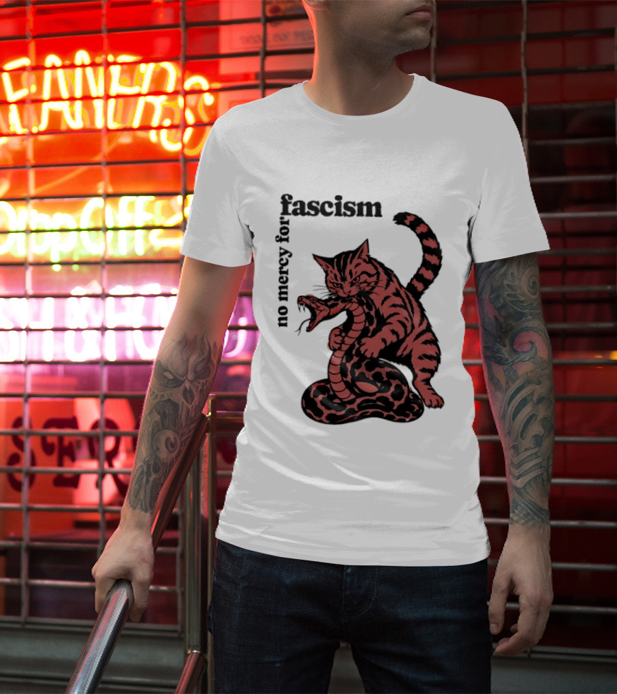 No Mercy For Fascism Cat And Snake T-Shirt