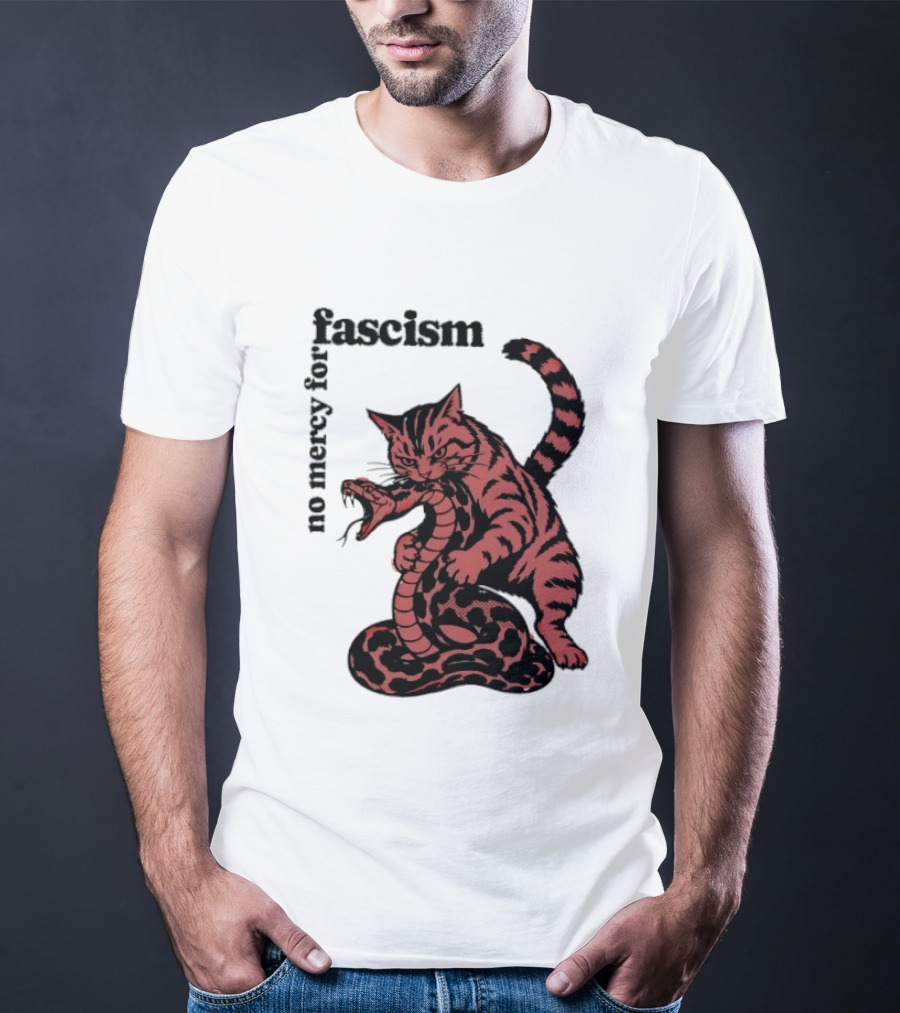 No Mercy For Fascism Cat And Snake T-Shirt