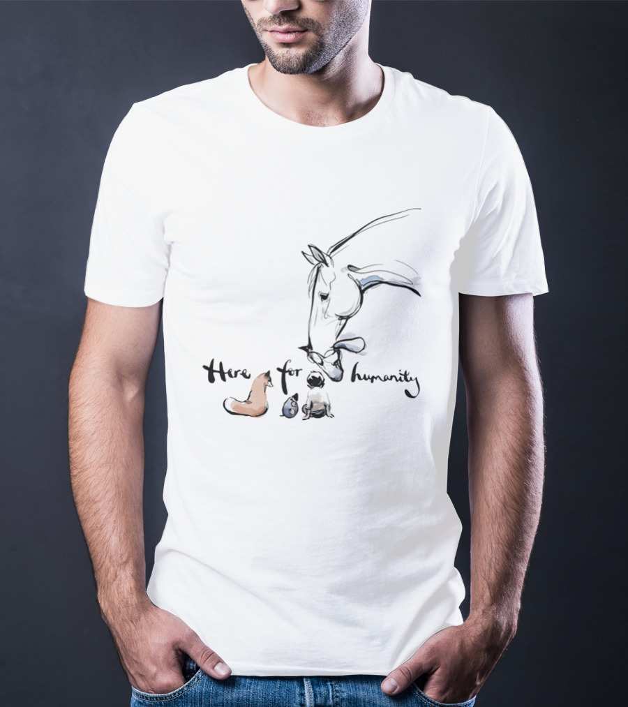 Charlie Mackesy Here For Humanity Gentle Horse And Friends T-Shirt