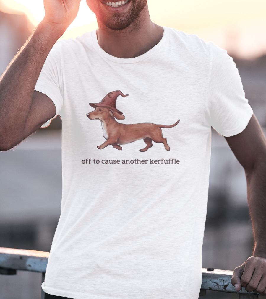 Off To Cause Another Kerfuffle Dachshund Wizard T-Shirt