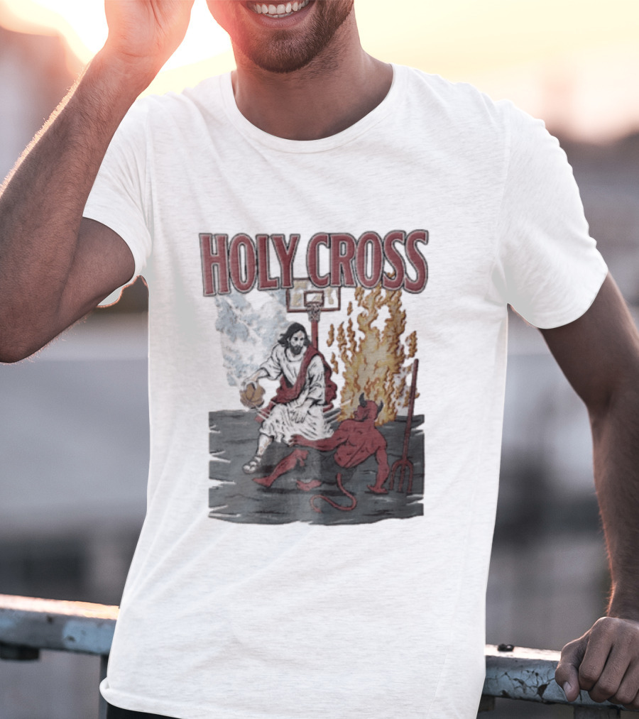 Holy Cross Basketball Player Versus Devil Duel T-Shirt