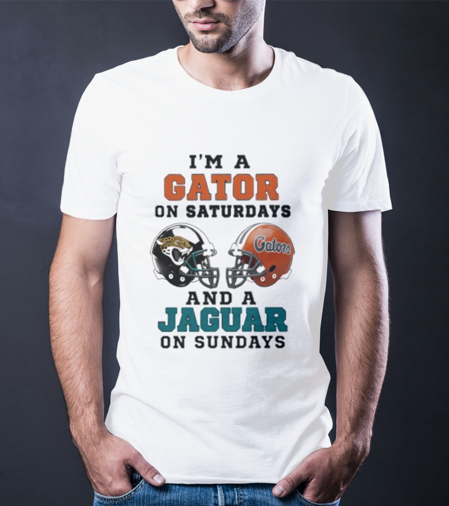 I'm A Gator On Saturdays And A Jaguar On Sundays Football Fan Phrase Helmet T-Shirt