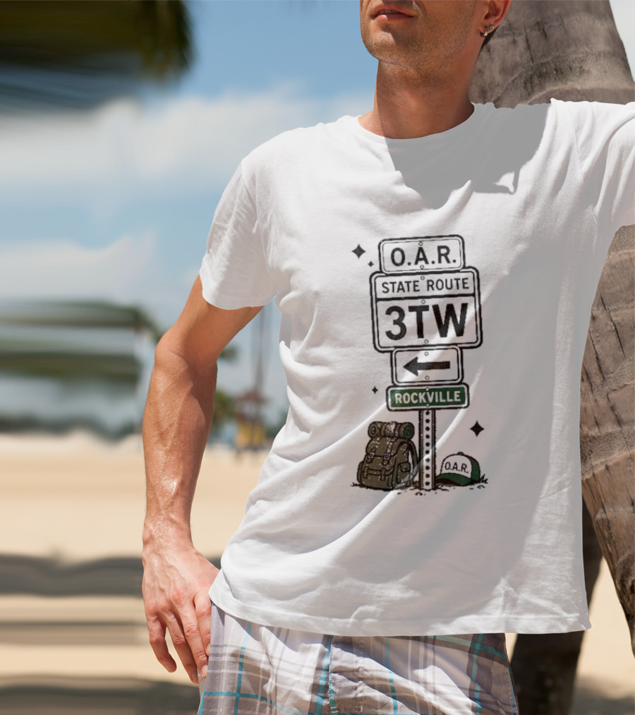 O.A.R. State Route 3TW Rockville Road Sign Backpack Adventure T-Shirt