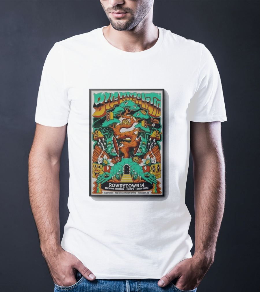 Big Gigantic Live Rowdytown 14 Red Rocks Amphitheatre September 26 2026 Morrison CO The Funk Hunters Motifv Drew Birch T-Shirt