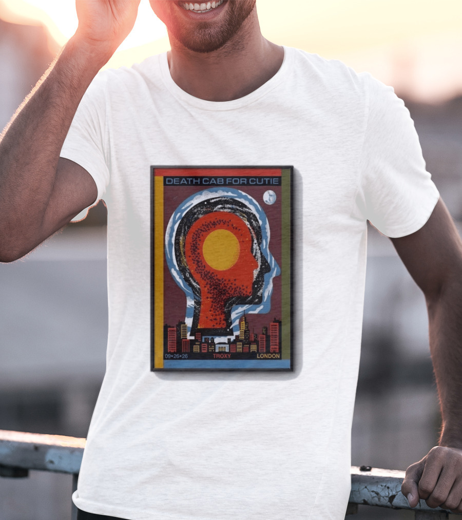 Death Cab For Cutie Troxy London 09.26.26 Concert Urban Skyline And Moon T-Shirt
