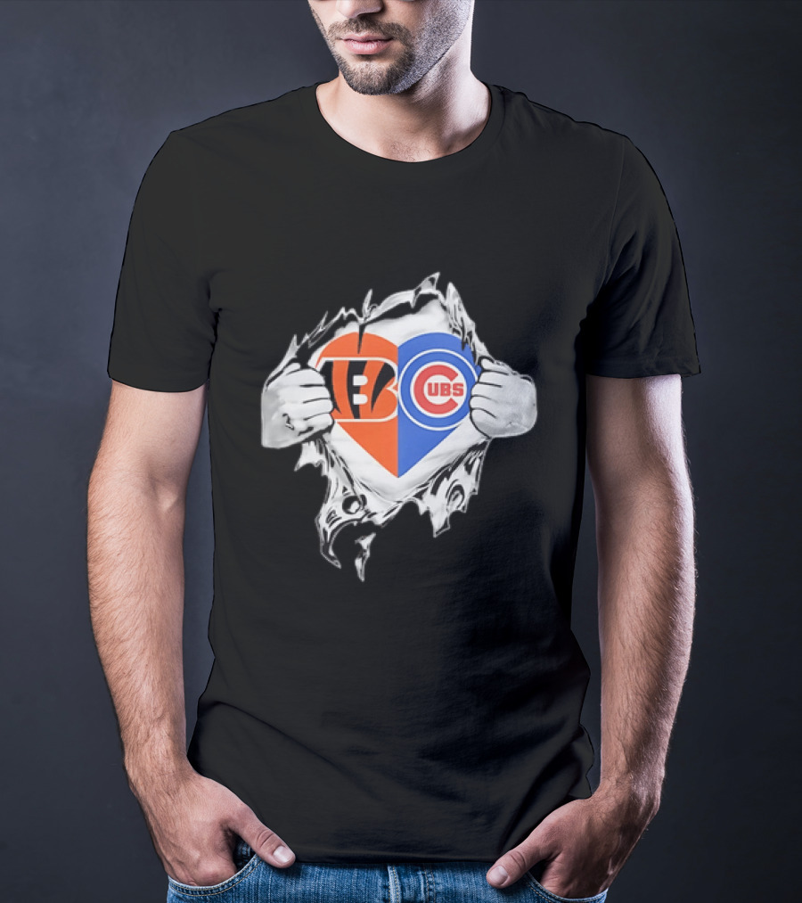 Bengals Cubs Split Heart Tattered T-Shirt