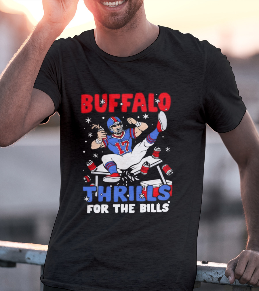 Buffalo Bills 17 Thrills Josh Allen Table Celebration T-Shirt