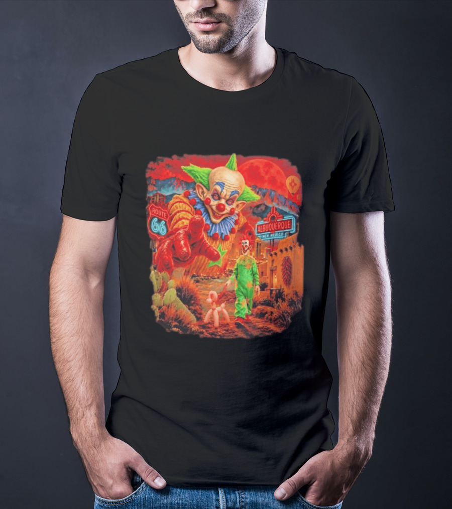 Creepy Clown Route 66 Albuquerque New Mexico Halloween Red Sky 2026 T-Shirt