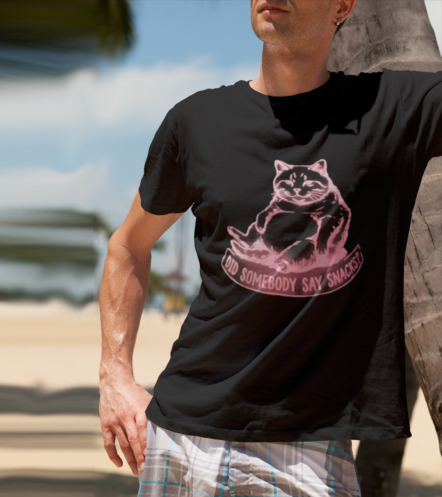 Did Somebody Say Snacks Fat Cat Neon Sitting T-Shirt