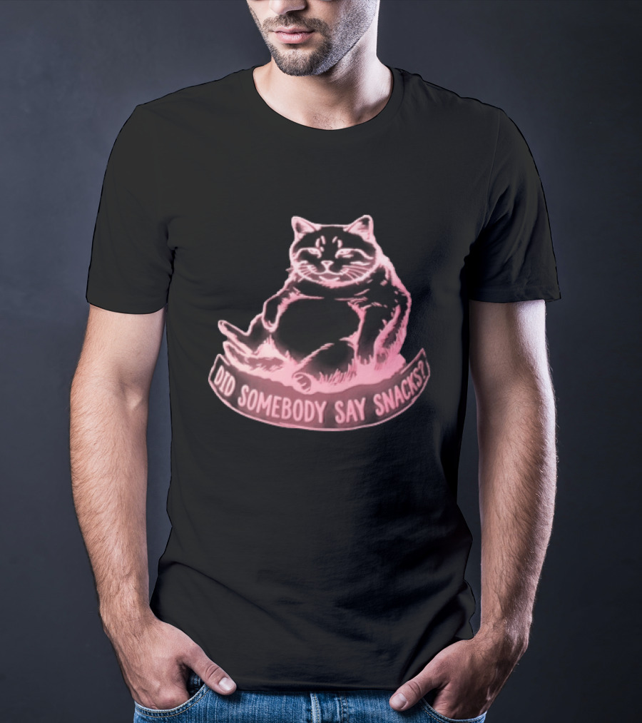 Did Somebody Say Snacks Fat Cat Neon Sitting T-Shirt