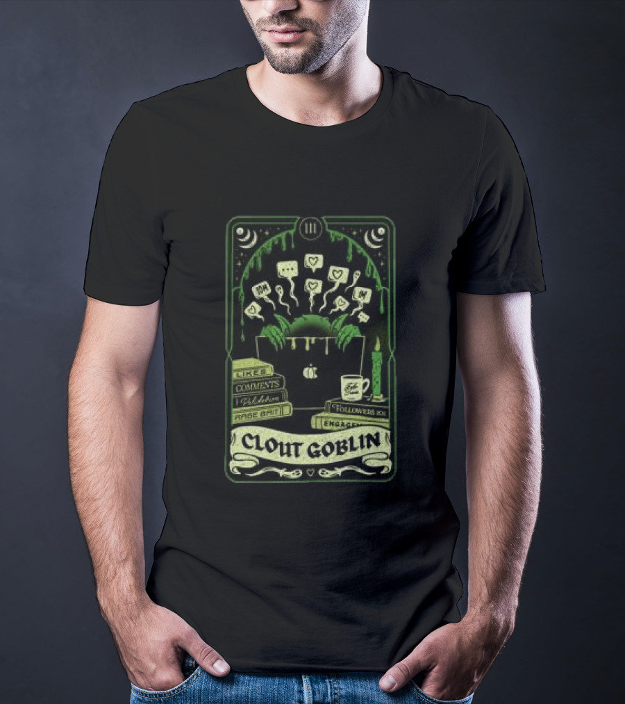 Do We Know Them Clout Goblin Tarot Card Style Social Media Icons And Keywords T-Shirt