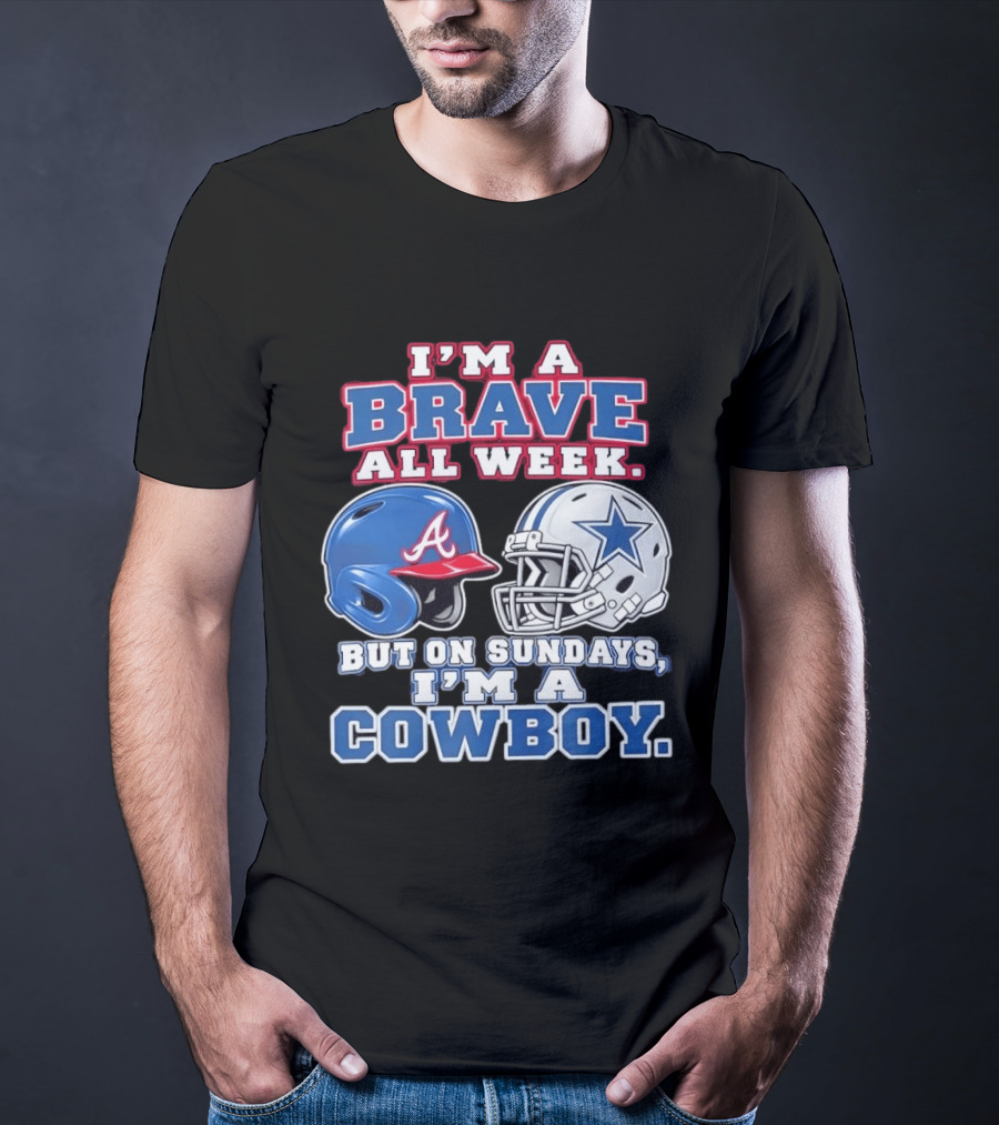 I'm A Brave All Week But On Sundays I'm A Cowboy Helmet Combination T-Shirt