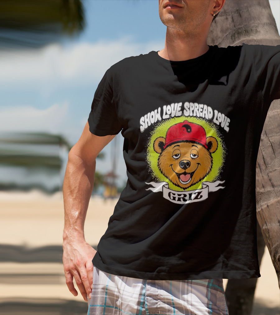 Griz Show Love Spread Love 1990's Bear Hat T-Shirt