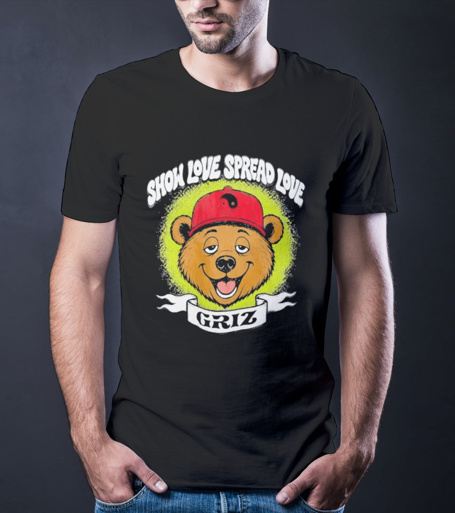 Griz Show Love Spread Love 1990's Bear Hat T-Shirt