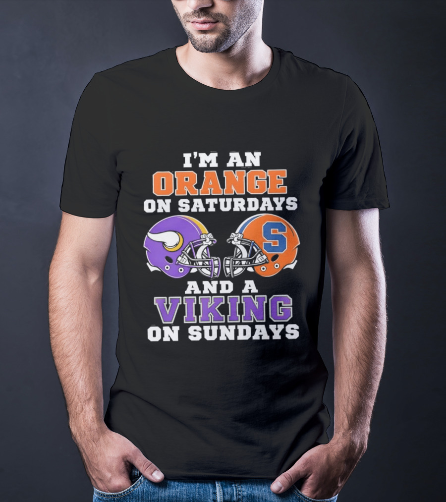 I'm An Orange On Saturdays And A Viking On Sundays Football Helmets T-Shirt
