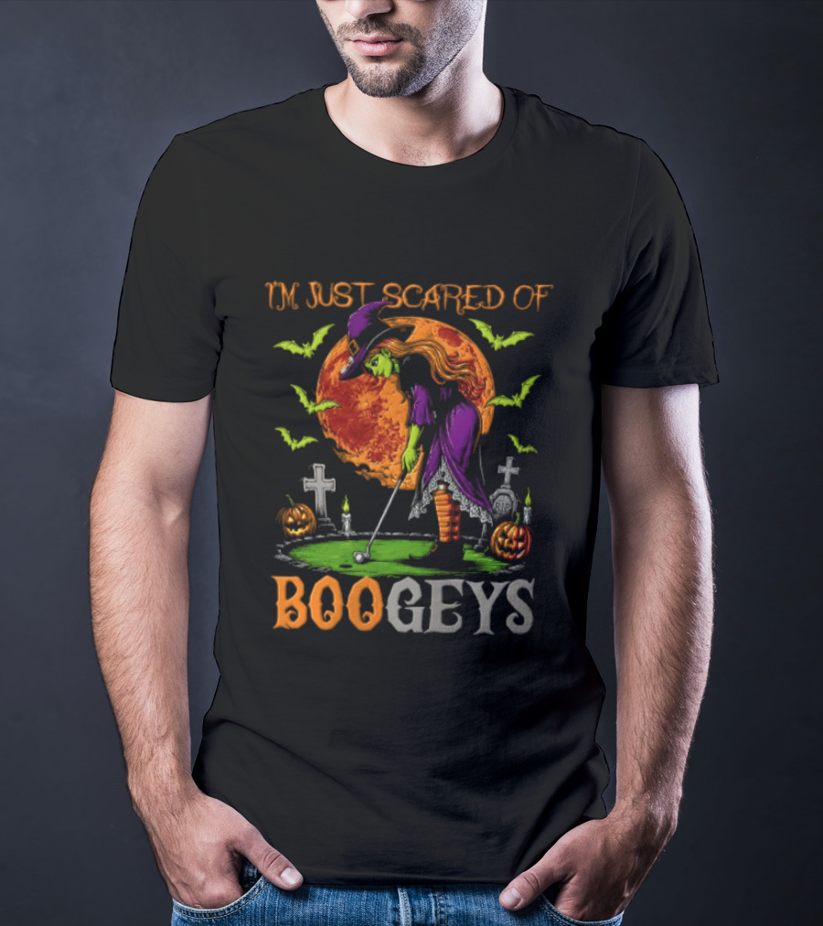 I'm Just Scared Of Bogeys Halloween Golf Witch Graveyard T-Shirt