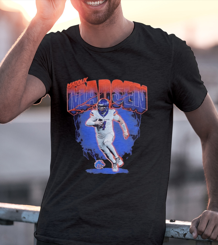 Boise State Broncos Maddux Madsen Lightning Collage NCAA Football T-Shirt