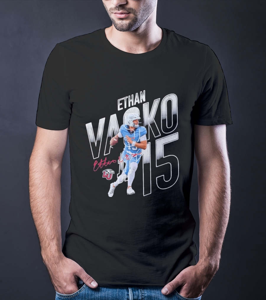 NCAA Football Liberty Flames Ethan Vasko No 15 LU Flames T-Shirt