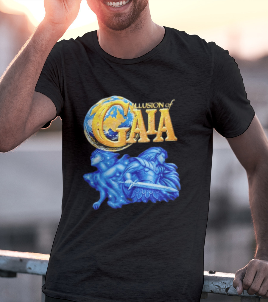 Illusion Of Gaia Earth Globe Blue Figures Sword T-Shirt