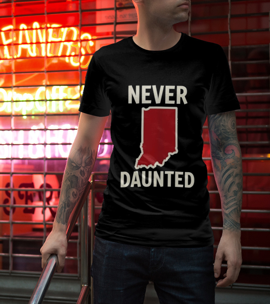 Never Daunted Indiana State Red Map T-Shirt
