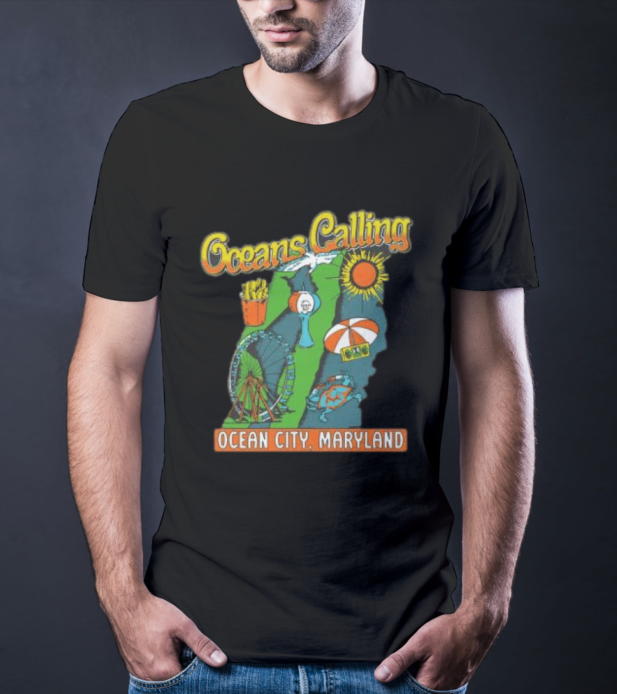 Oceans Calling Ocean City Maryland Festival Map Lineup T-Shirt