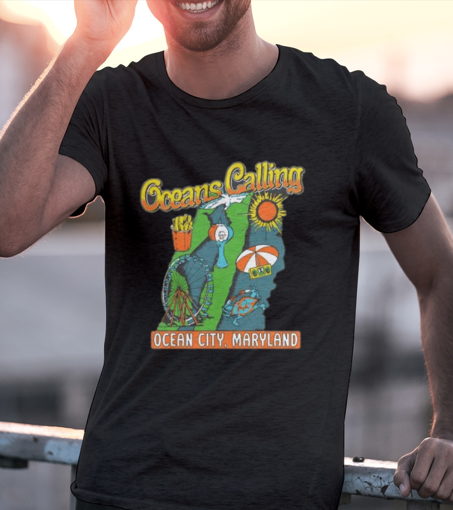 Oceans Calling Ocean City Maryland Festival Map Lineup T-Shirt