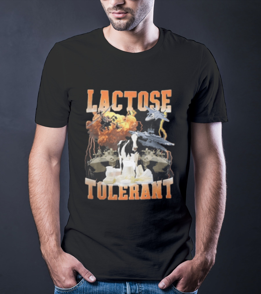 Lactose Tolerant Cow With Military Vehicles And Explosions T-Shirt