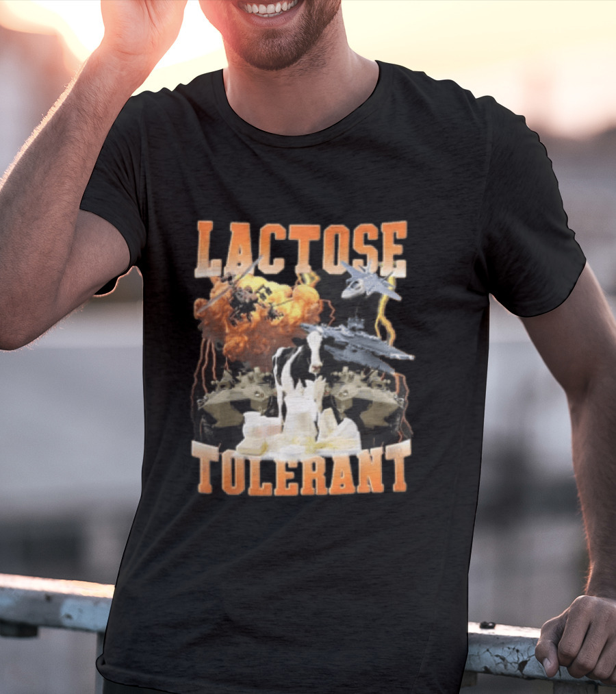 Lactose Tolerant Cow With Military Vehicles And Explosions T-Shirt