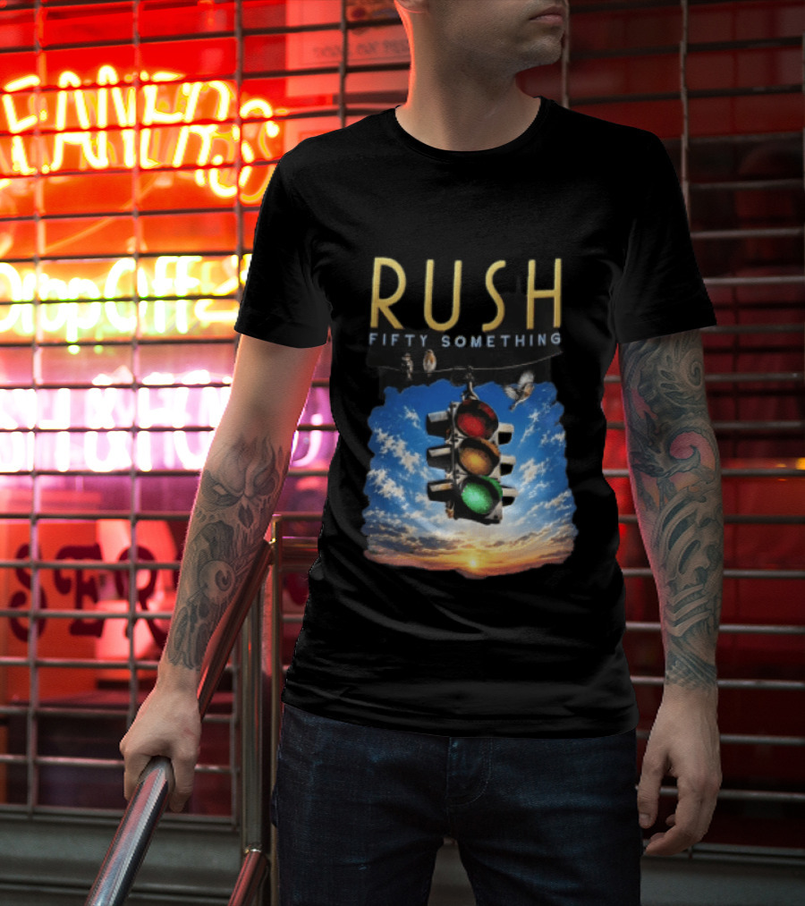 Rush Fifty Something Traffic Light Birds Blue Sky Sunset T-Shirt