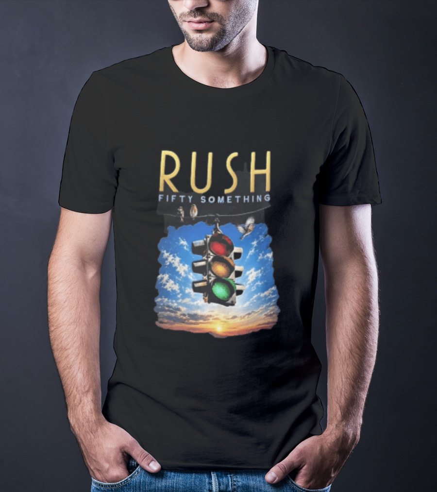 Rush Fifty Something Traffic Light Birds Blue Sky Sunset T-Shirt