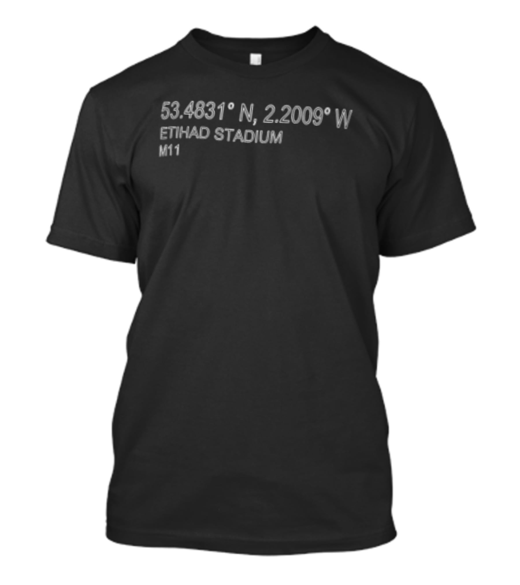 53.4831° N 2.2008° W Etihad Stadium M11 Manchester City Coordinates T-Shirt