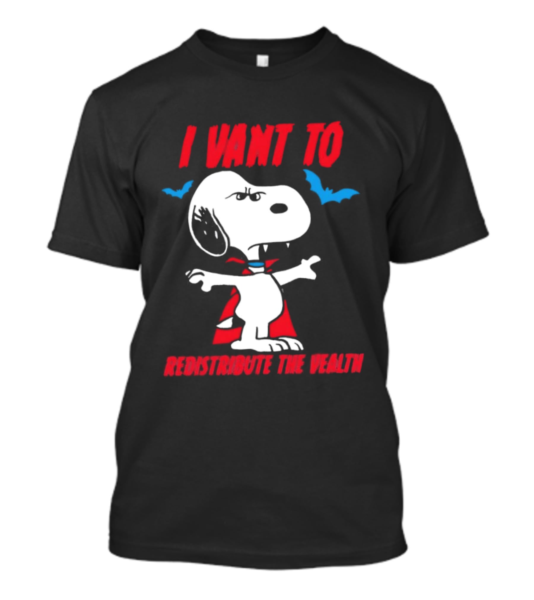 Snoopy I Vant To Redistribute The Wealth Vampire Cape And Bats T-Shirt