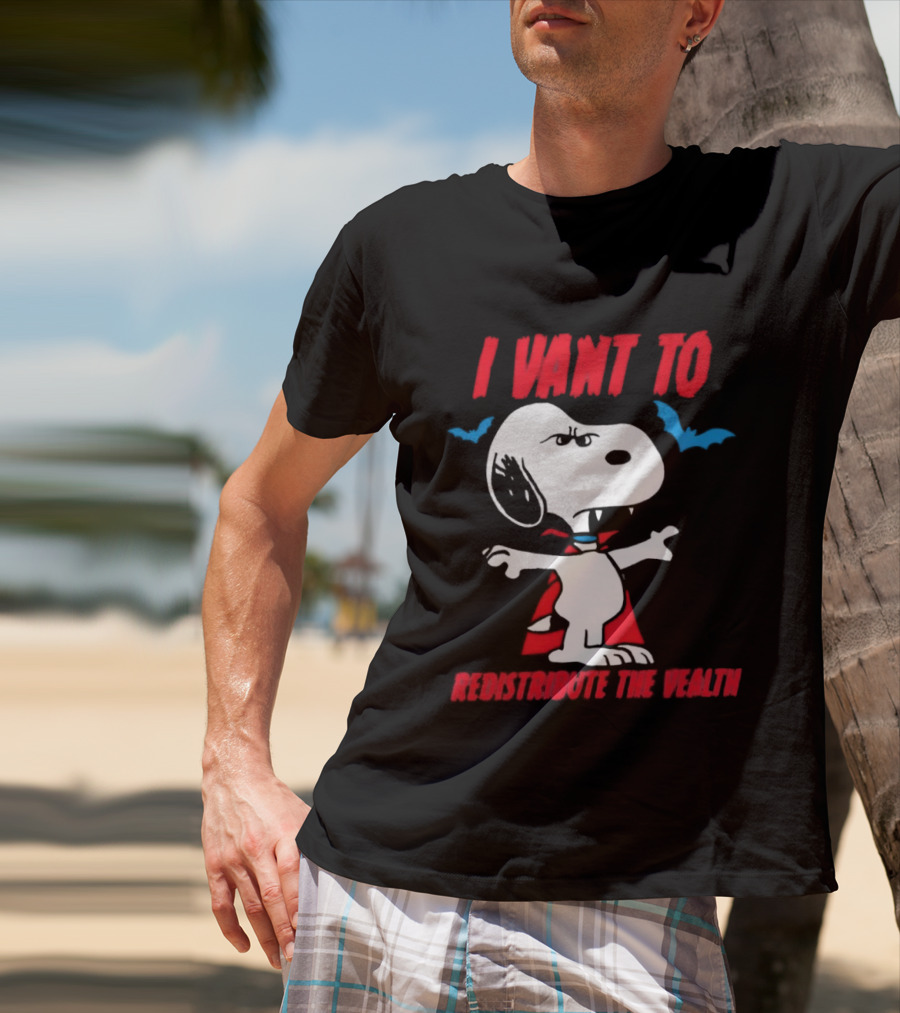 Snoopy I Vant To Redistribute The Wealth Vampire Cape And Bats T-Shirt