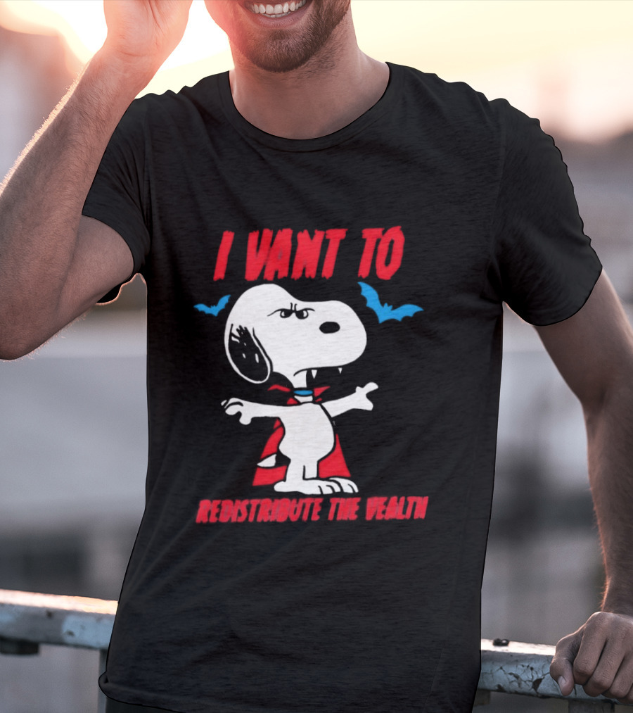 Snoopy I Vant To Redistribute The Wealth Vampire Cape And Bats T-Shirt