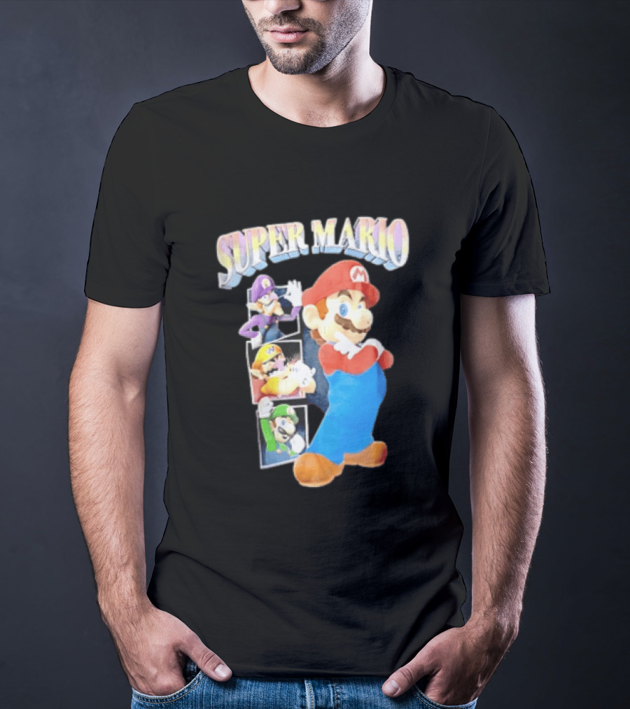 Super Mario With Luigi Wario And Waluigi Characters T-Shirt