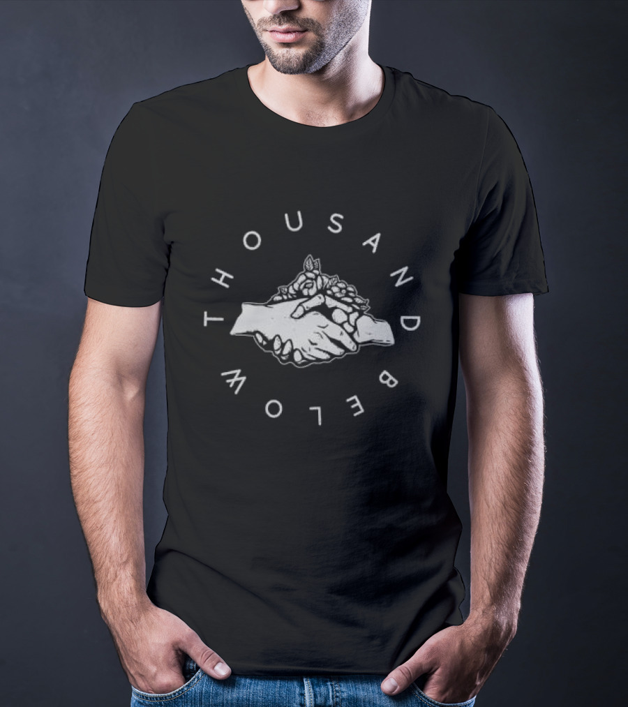 Thousand Below Rose Hand Shake Black T-Shirt