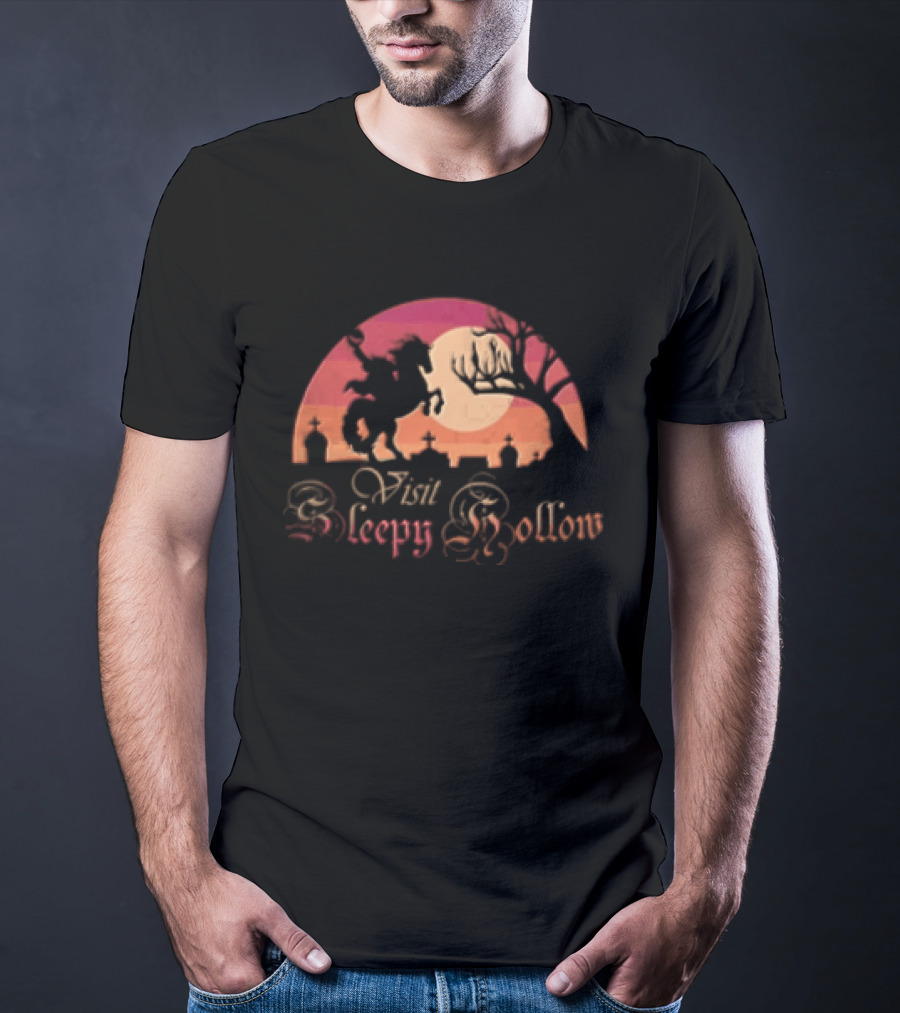 Visit Sleepy Hollow Headless Horseman Graveyard Sunset T-Shirt