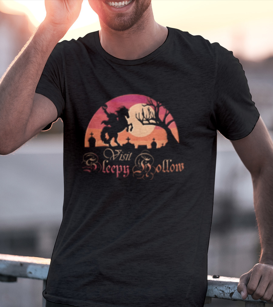 Visit Sleepy Hollow Headless Horseman Graveyard Sunset T-Shirt
