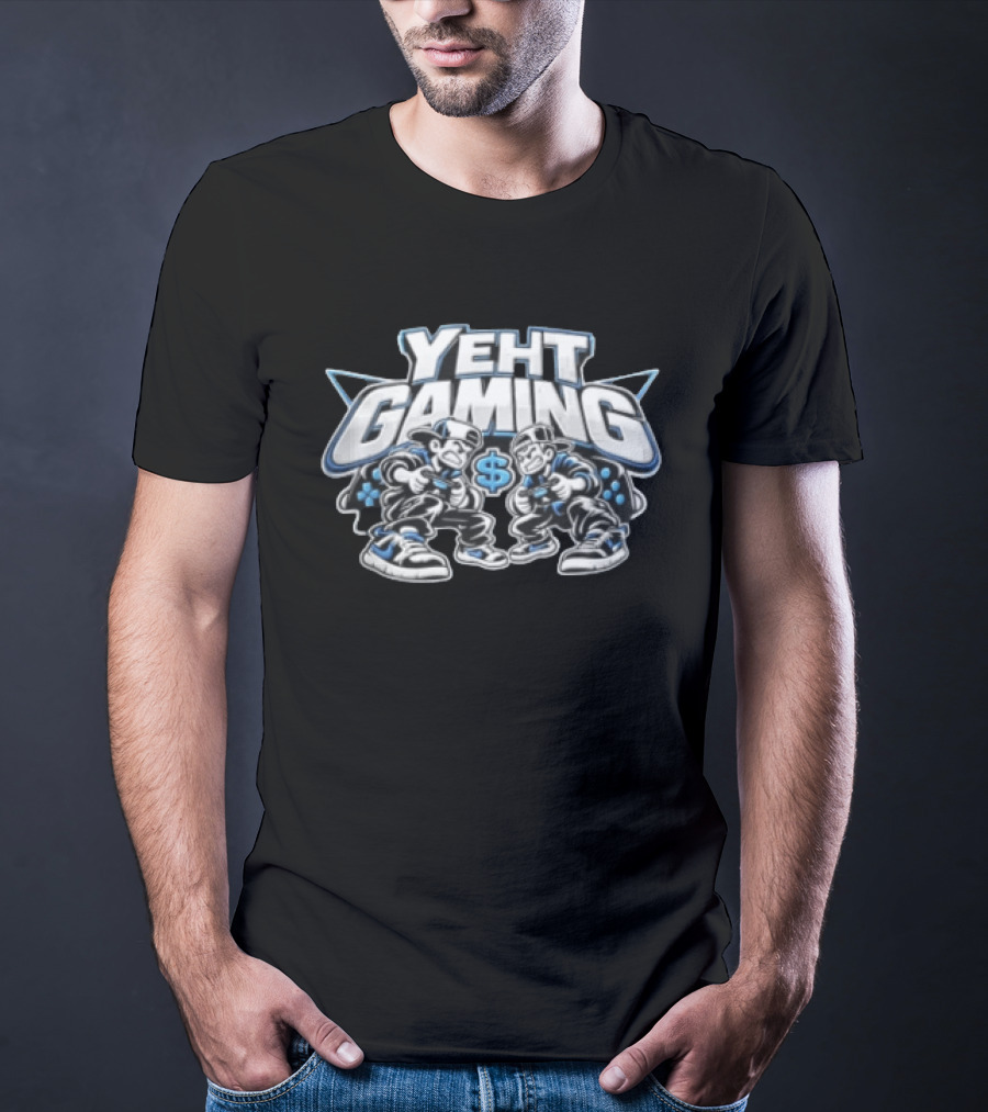 Yeht Gaming Two Boys Playing Video Games Dollar Sign Joysticks Sneakers T-Shirt