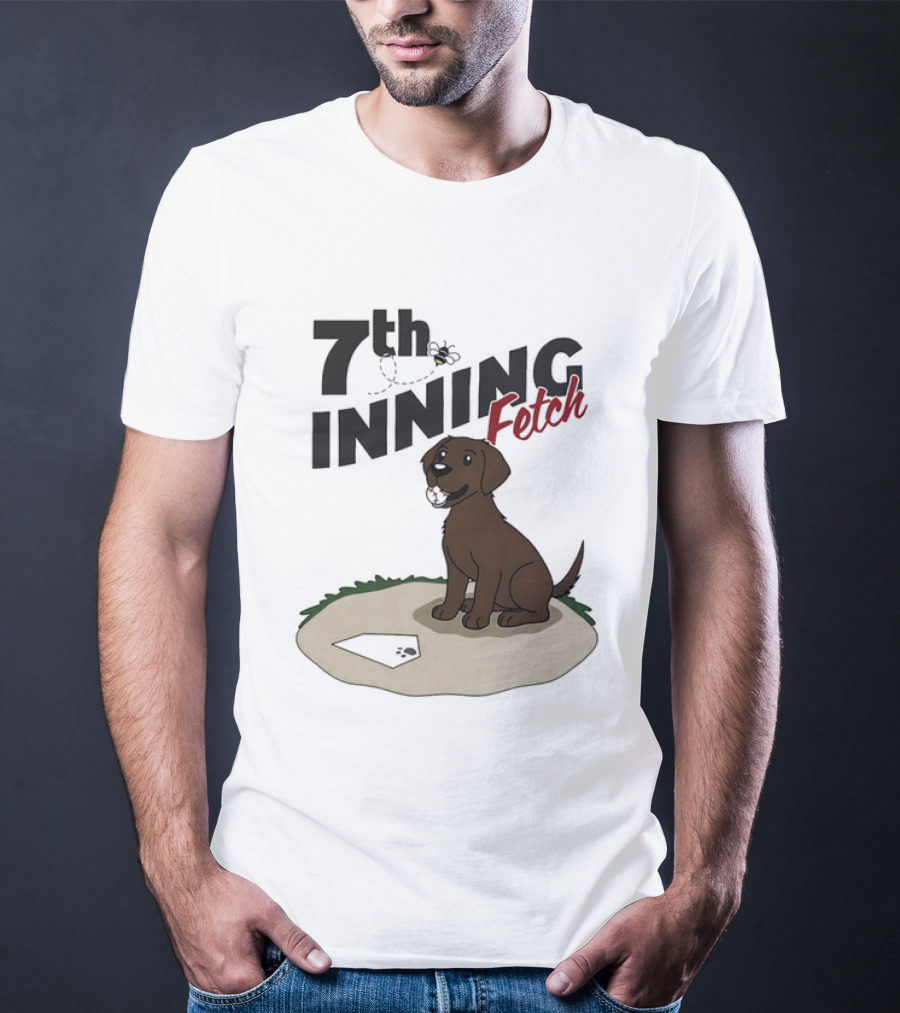 7th Inning Fetch Chocolate Lab Baseball Puppy T-Shirt