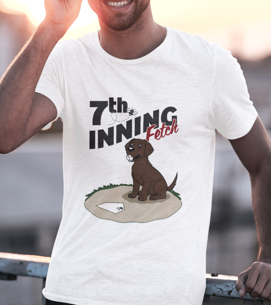 7th Inning Fetch Chocolate Lab Baseball Puppy T-Shirt