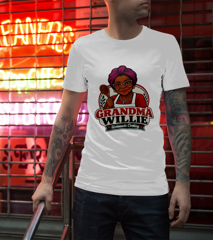 Grandma Willie Homemade Cooking Kitchen Apron Vector T-Shirt