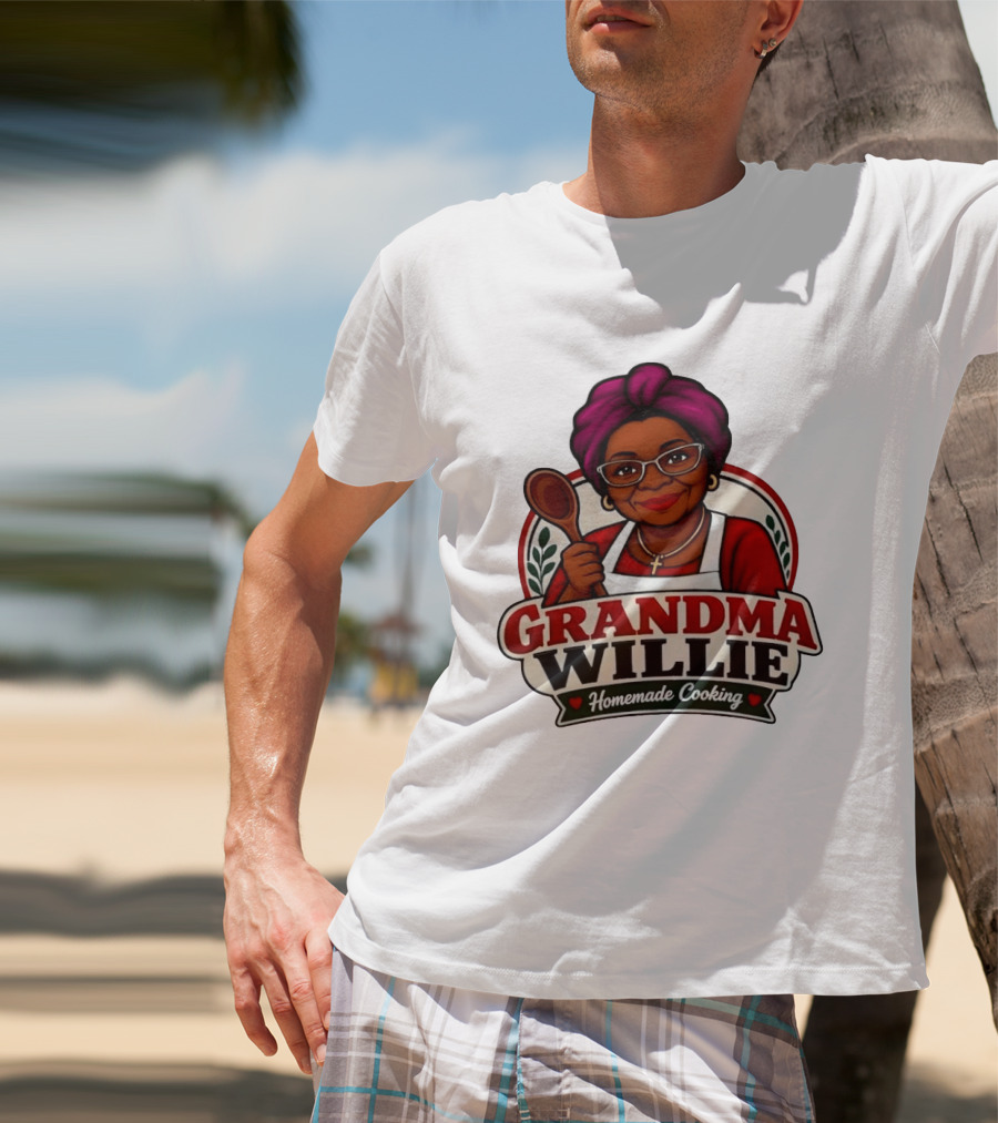 Grandma Willie Homemade Cooking Kitchen Apron Vector T-Shirt