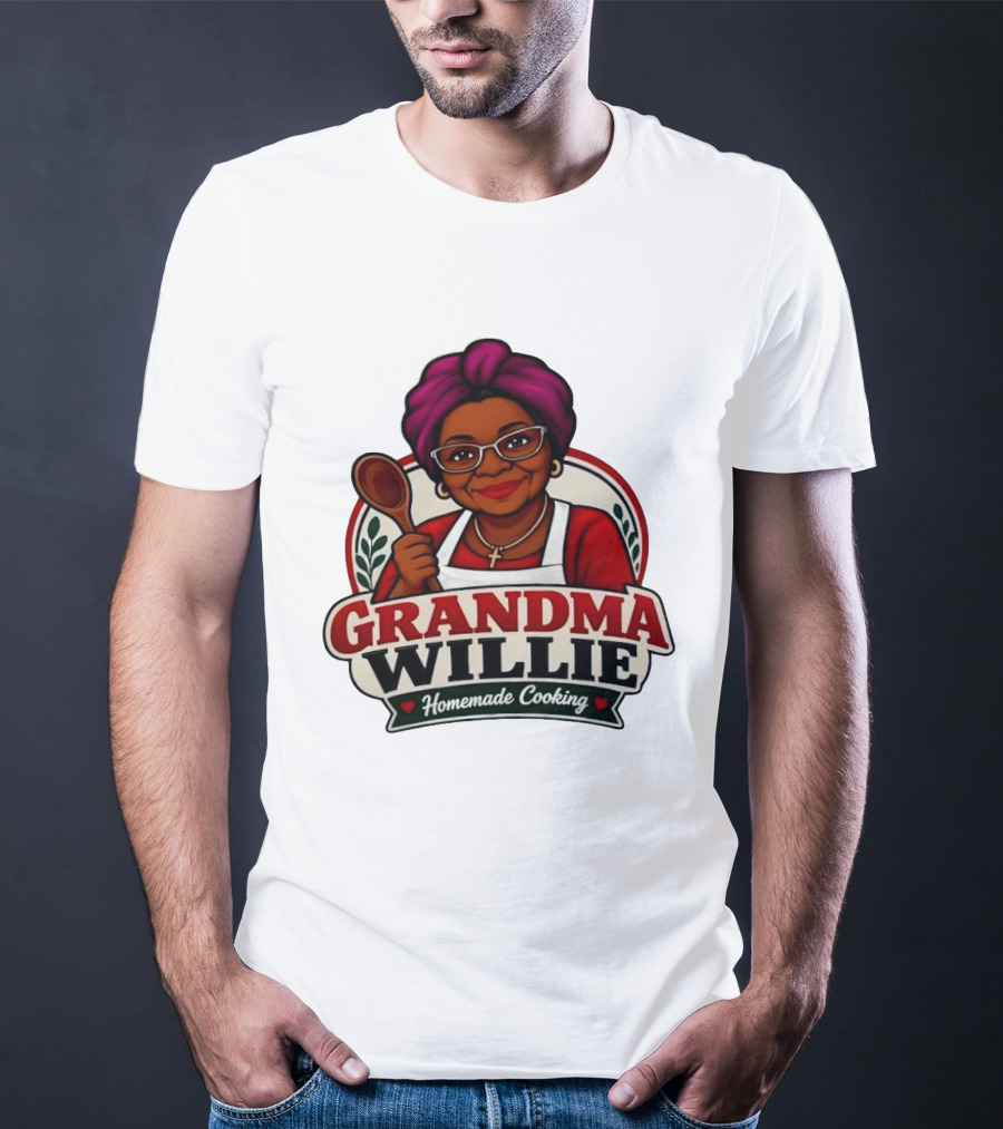Grandma Willie Homemade Cooking Kitchen Apron Vector T-Shirt