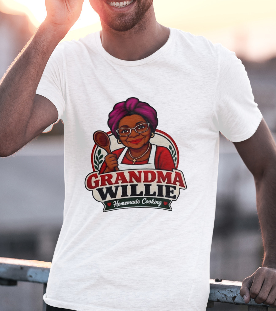 Grandma Willie Homemade Cooking Kitchen Apron Vector T-Shirt