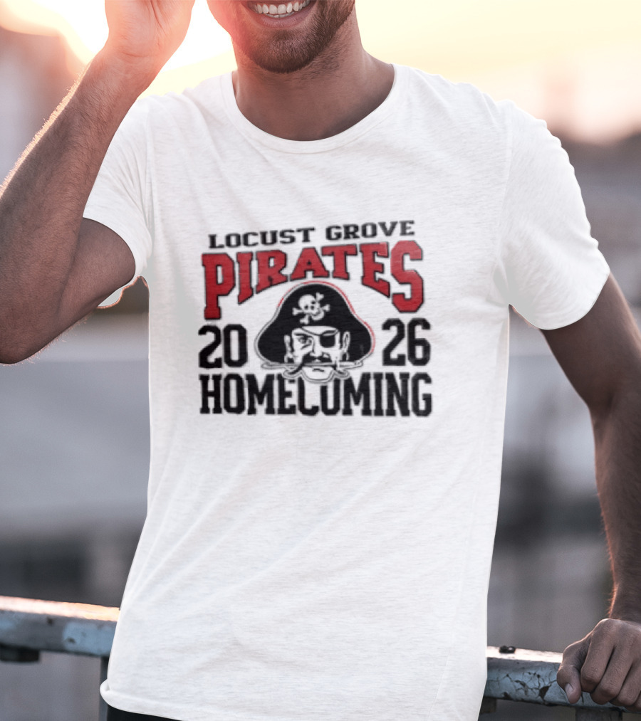 Locust Grove Pirates 2026 Homecoming Pirate Skull Eyepatch Sword T-Shirt